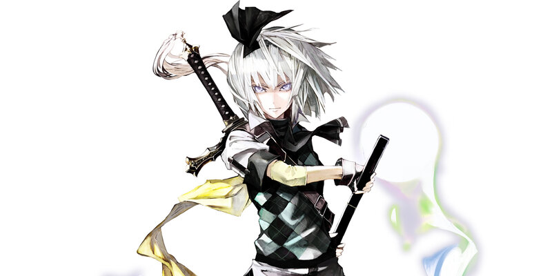 Anime Character with Swords — White, Dramatic