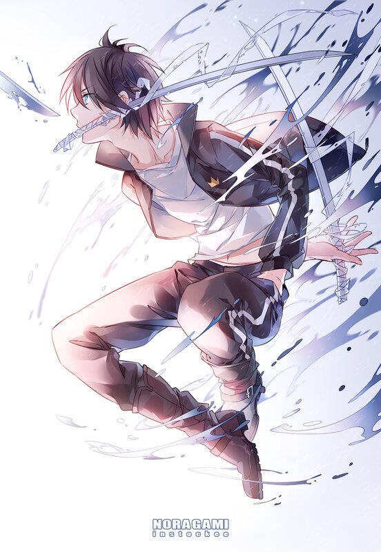 Anime Character with Swords — White, Dynamic