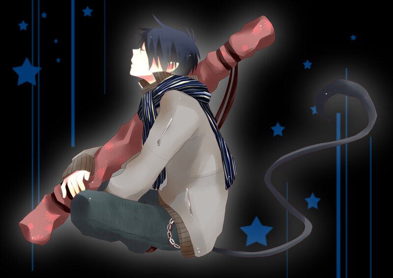 Anime Character with Tail — Black, Dramatic