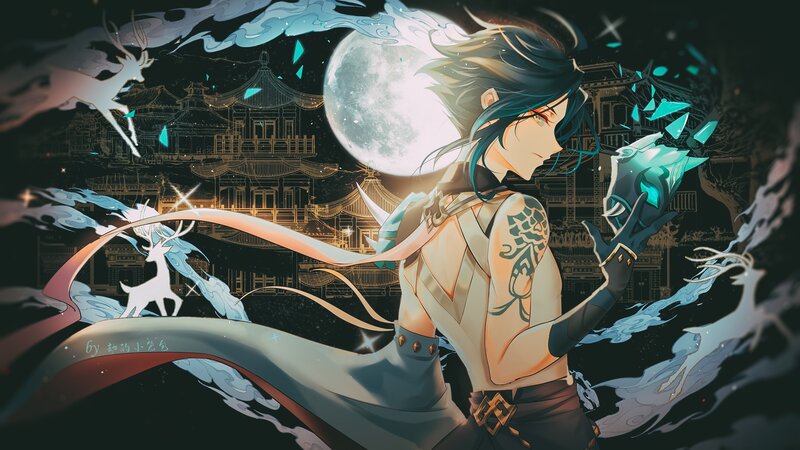 Anime Character with Tattoos — Blue, Dramatic