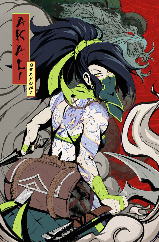 Anime Character with Tattoos — Red, Dramatic