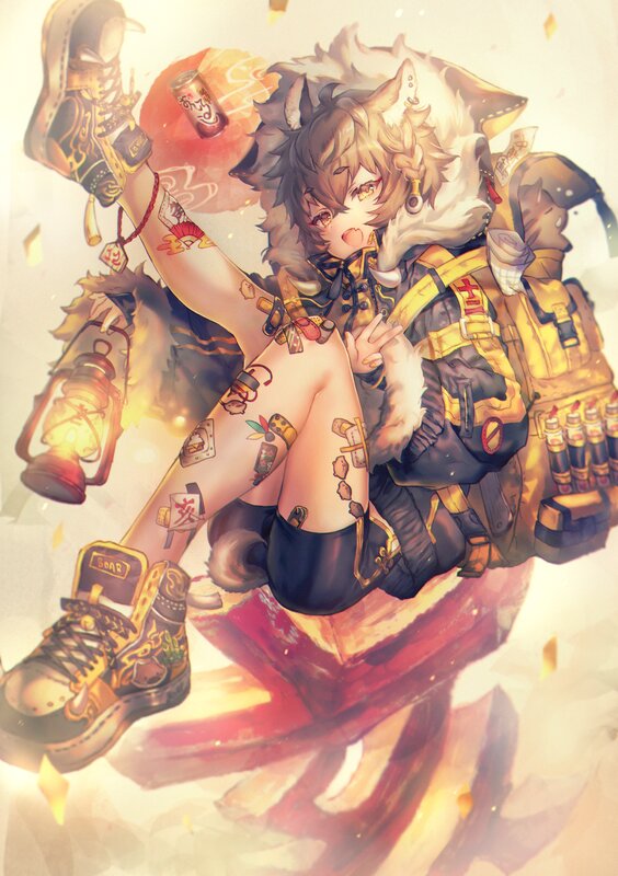 Anime Character with Tattoos — Yellow