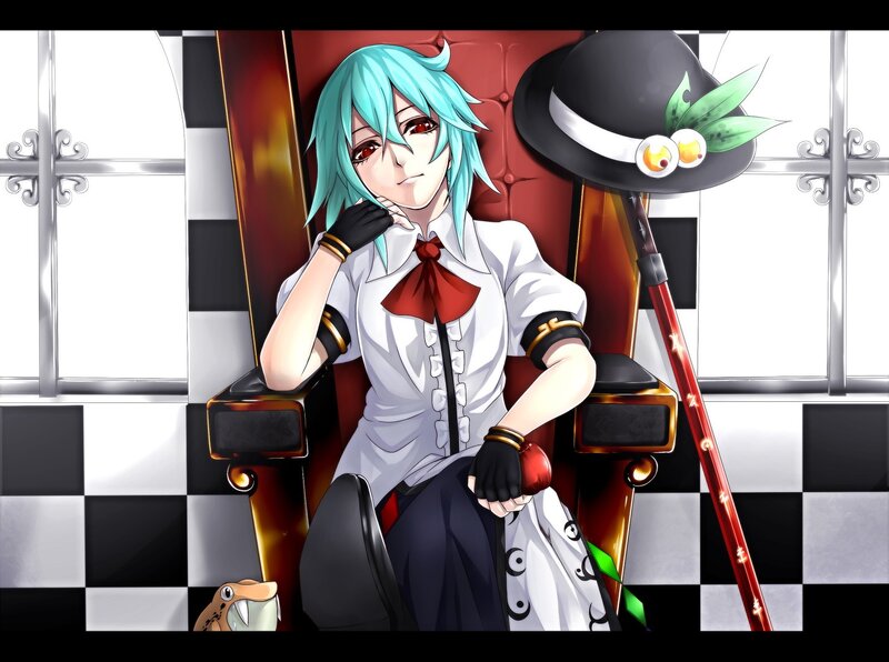 anime character with teal hair