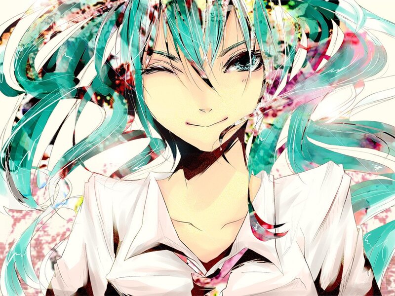 anime character with teal hair