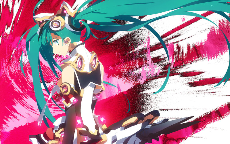 anime character with teal hair