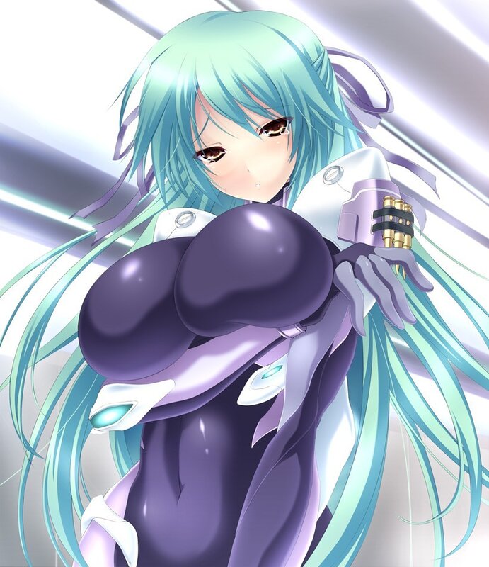 anime character with teal hair