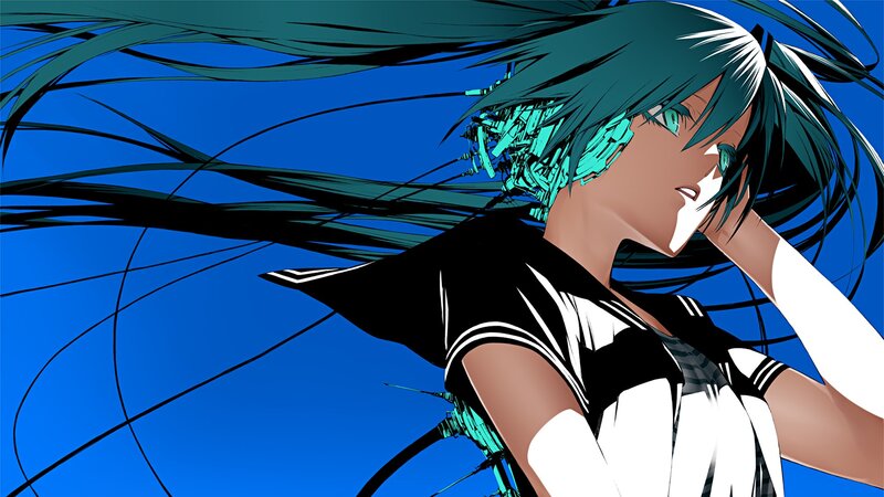 anime character with teal hair