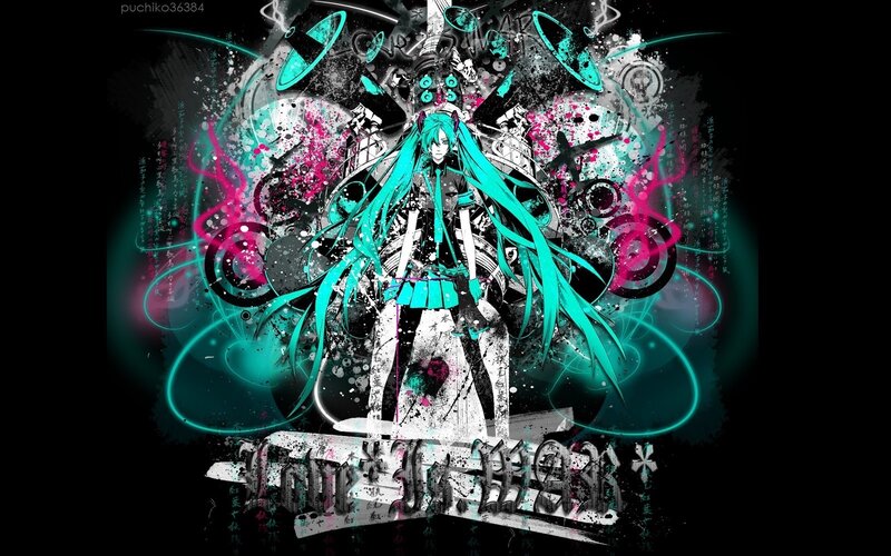 Anime Character with Teal Hair — Black, Energetic
