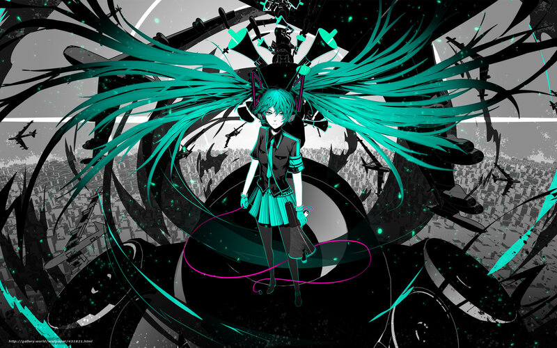 Anime Character with Teal Hair — Dramatic, Digital Art, Airplanes