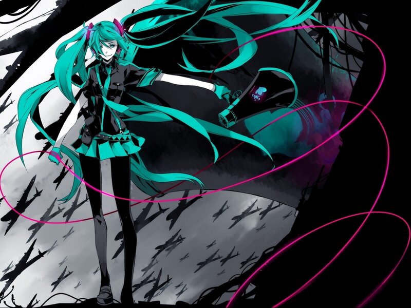 Anime Character with Teal Hair — Dramatic, Digital Art, Megaphone