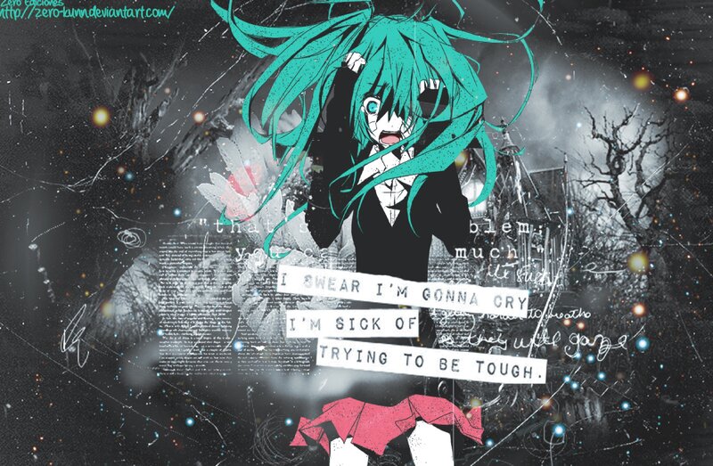 Anime Character with Teal Hair — Dramatic, Distressed