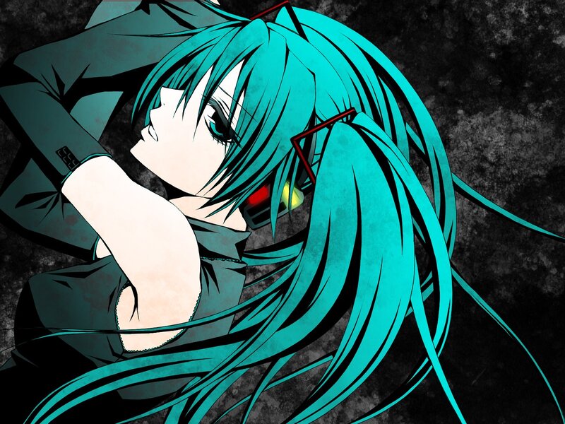 Anime Character with Teal Hair — Dramatic, Long Hair