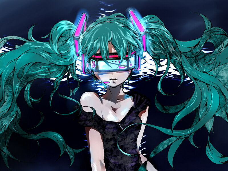 Anime Character with Teal Hair — Dramatic, Night, Digital Art, Goggles