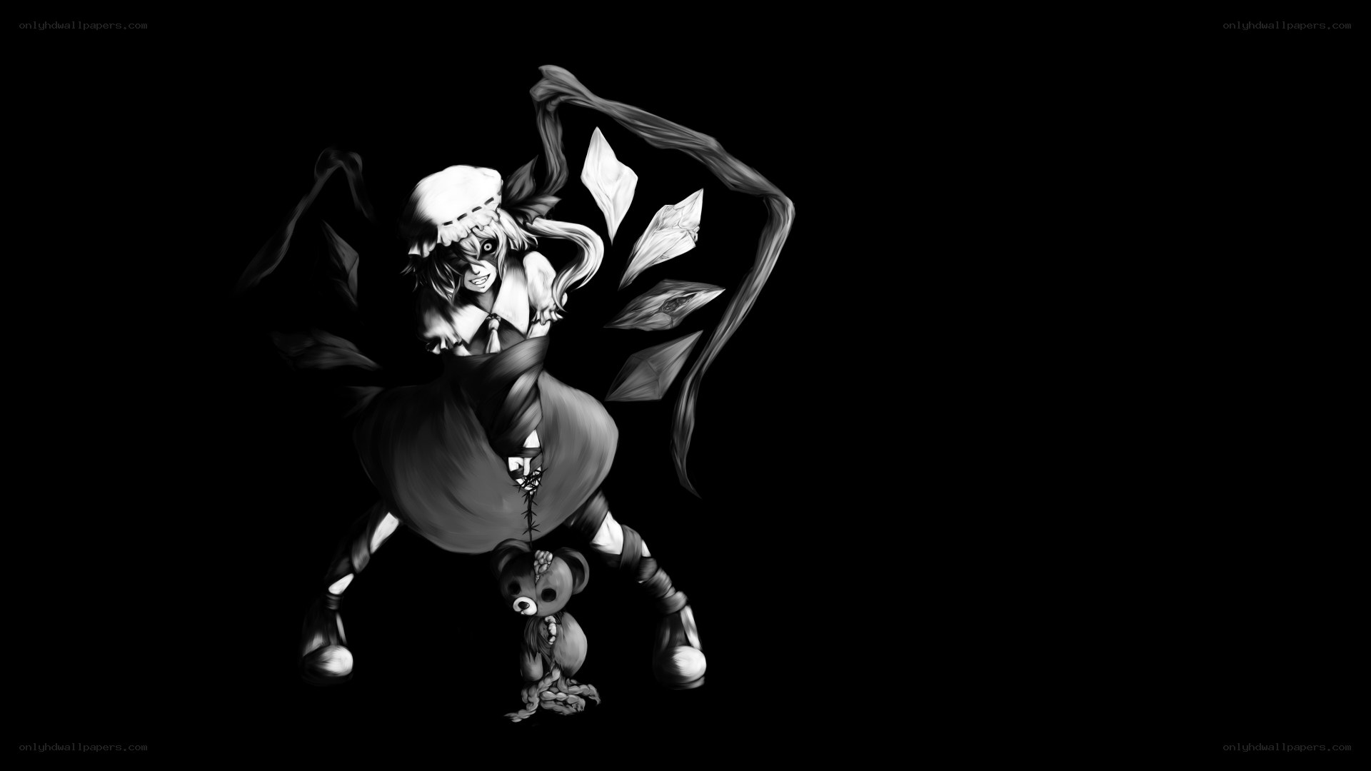 anime character with teddy bear