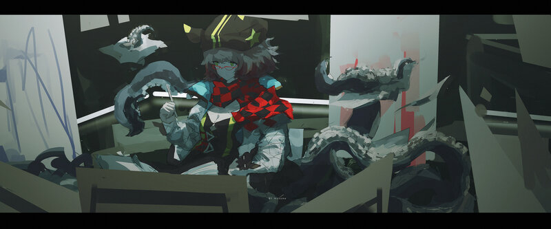 Anime Character with Tentacles — Gray