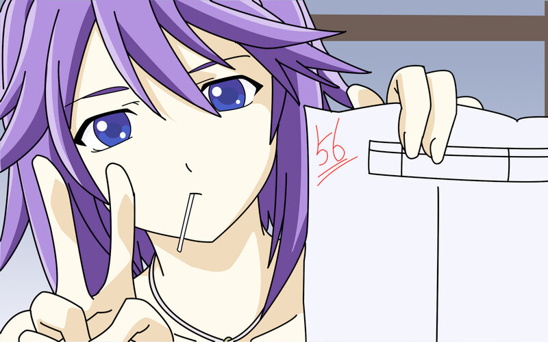 anime character with test paper