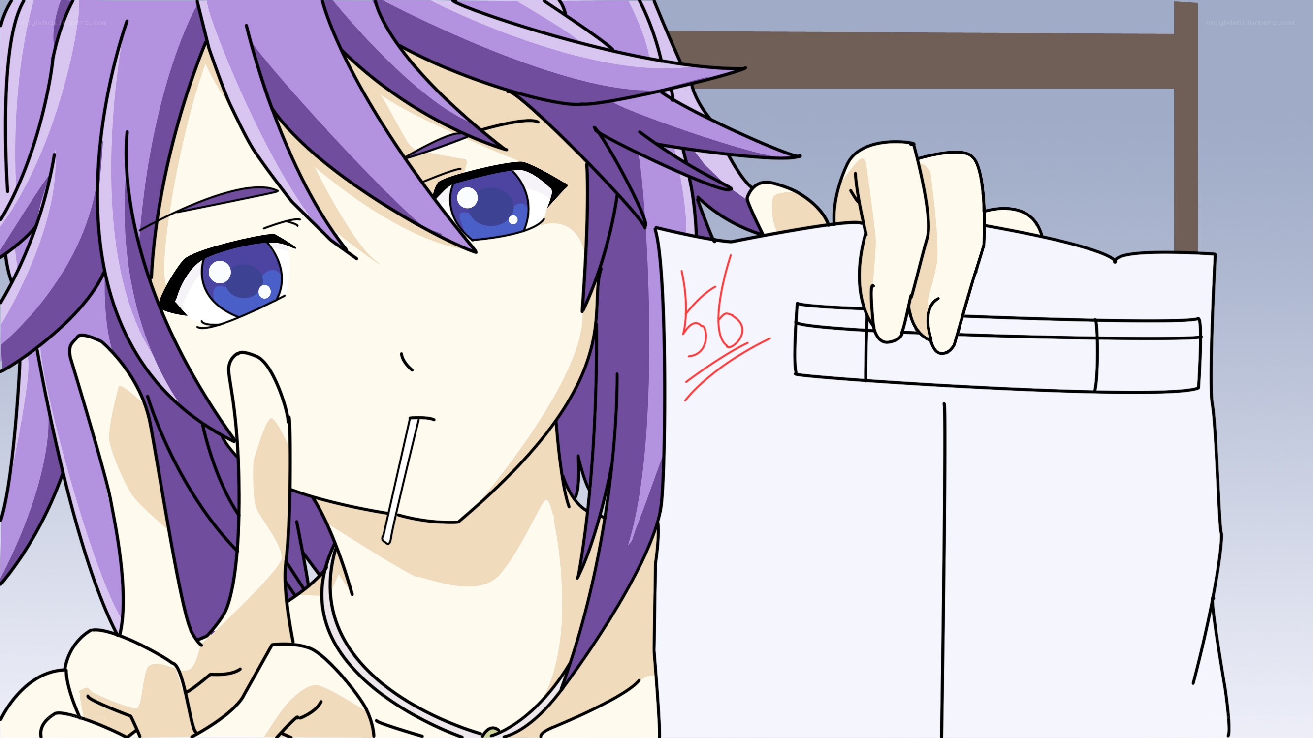 anime character with test paper