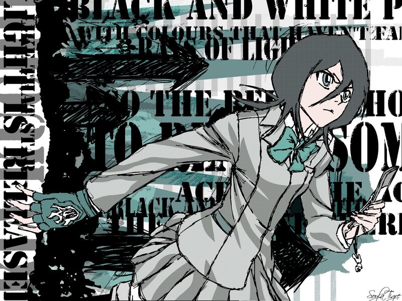 anime character with text background