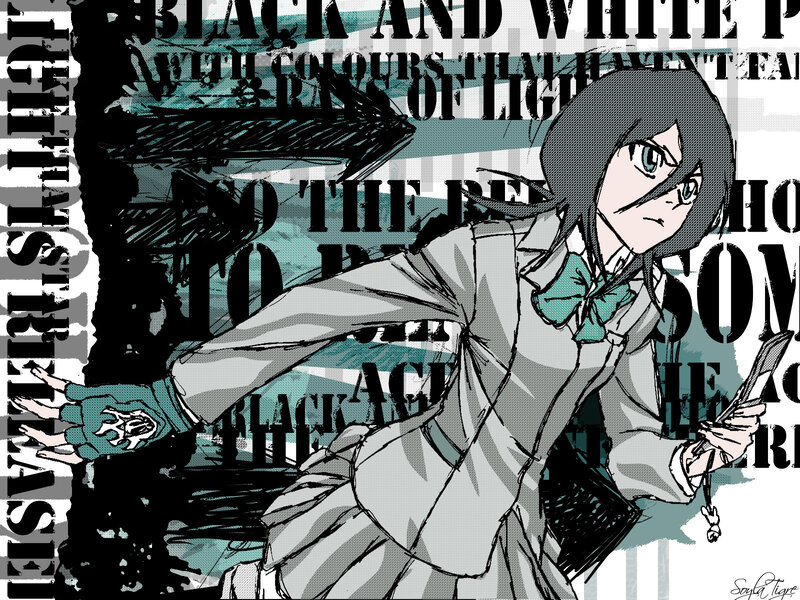 anime character with text background