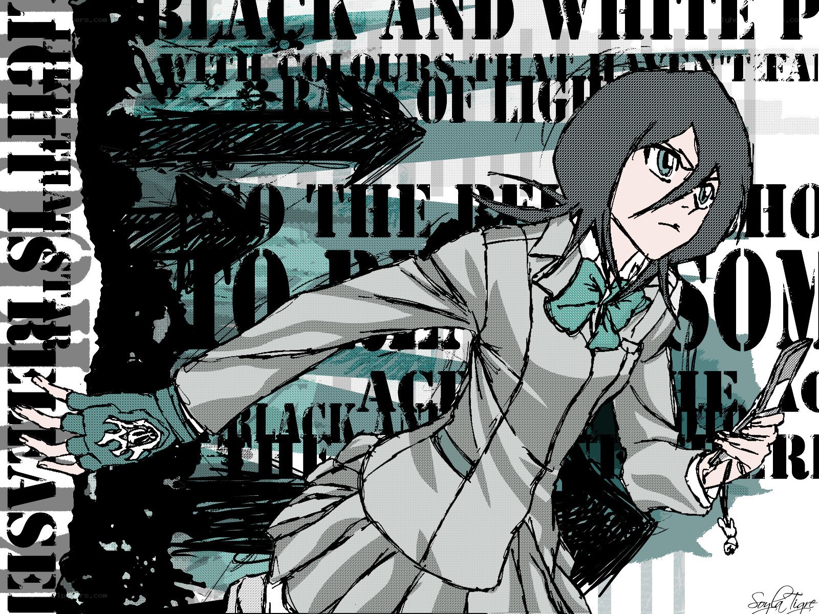 anime character with text background