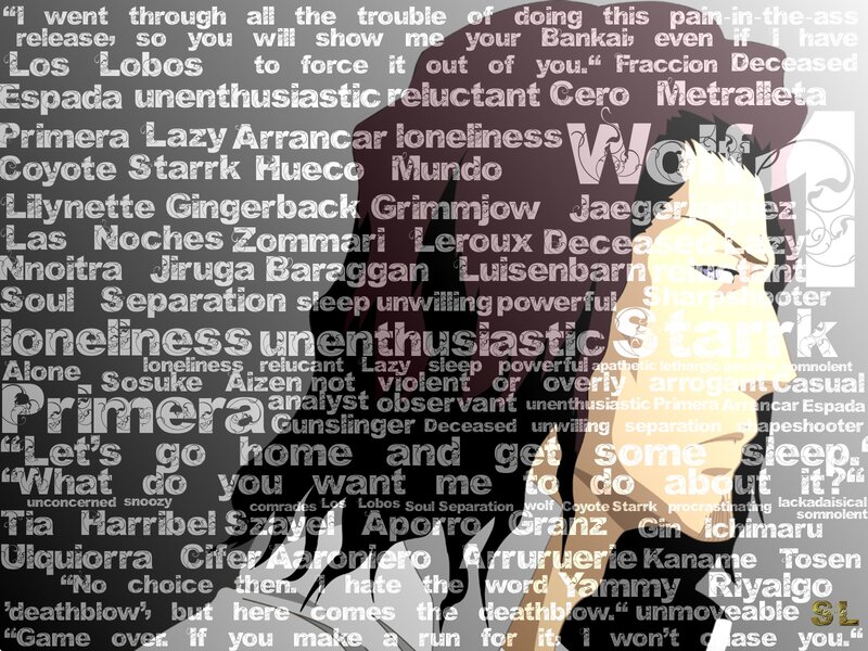 Anime Character with Text Overlay — Black