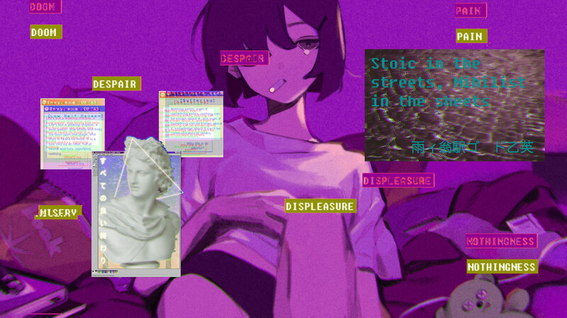 Anime Character with Text Overlays