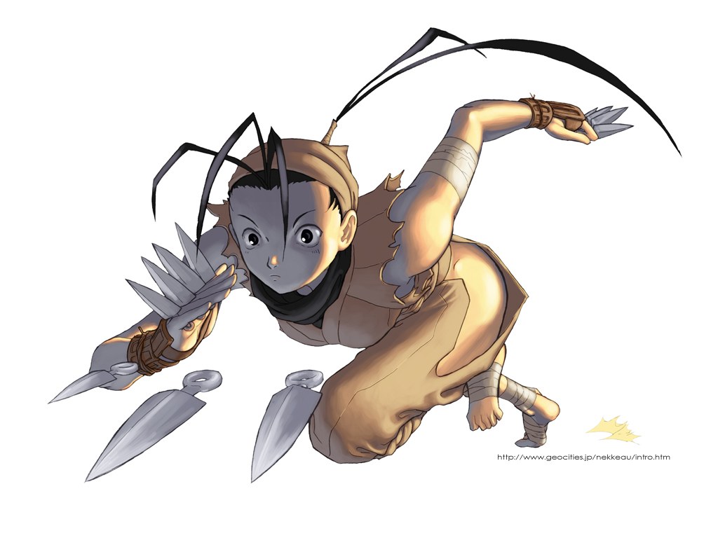 anime character with throwing knives