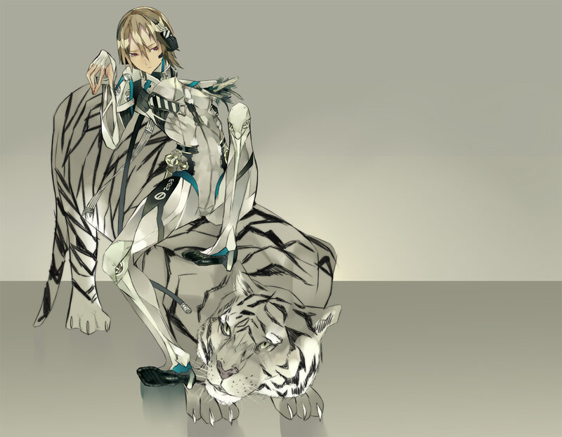 Anime Character with Tiger — Gray