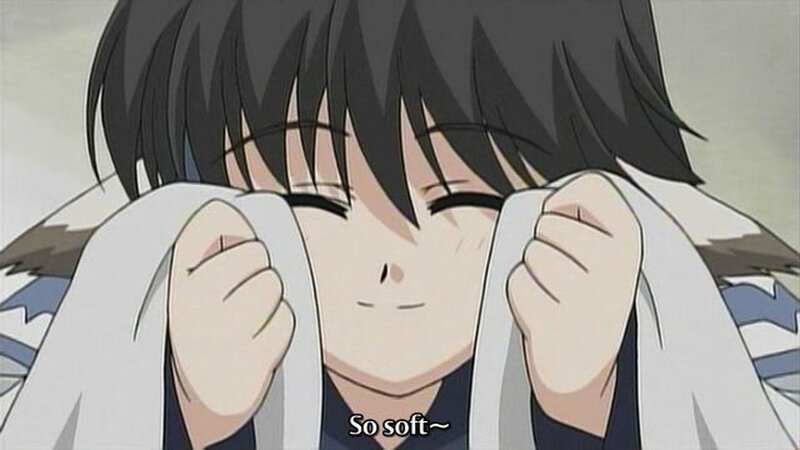 Anime Character with Towel — White