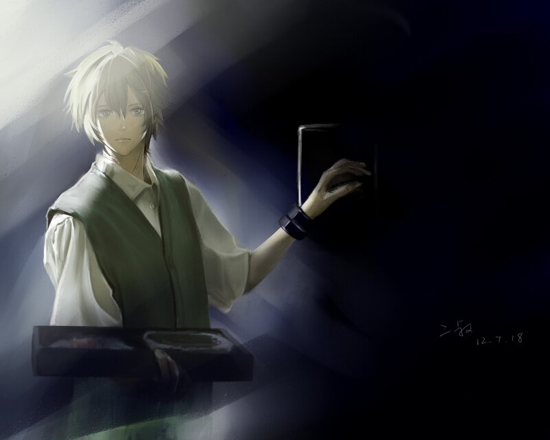 anime character with tray