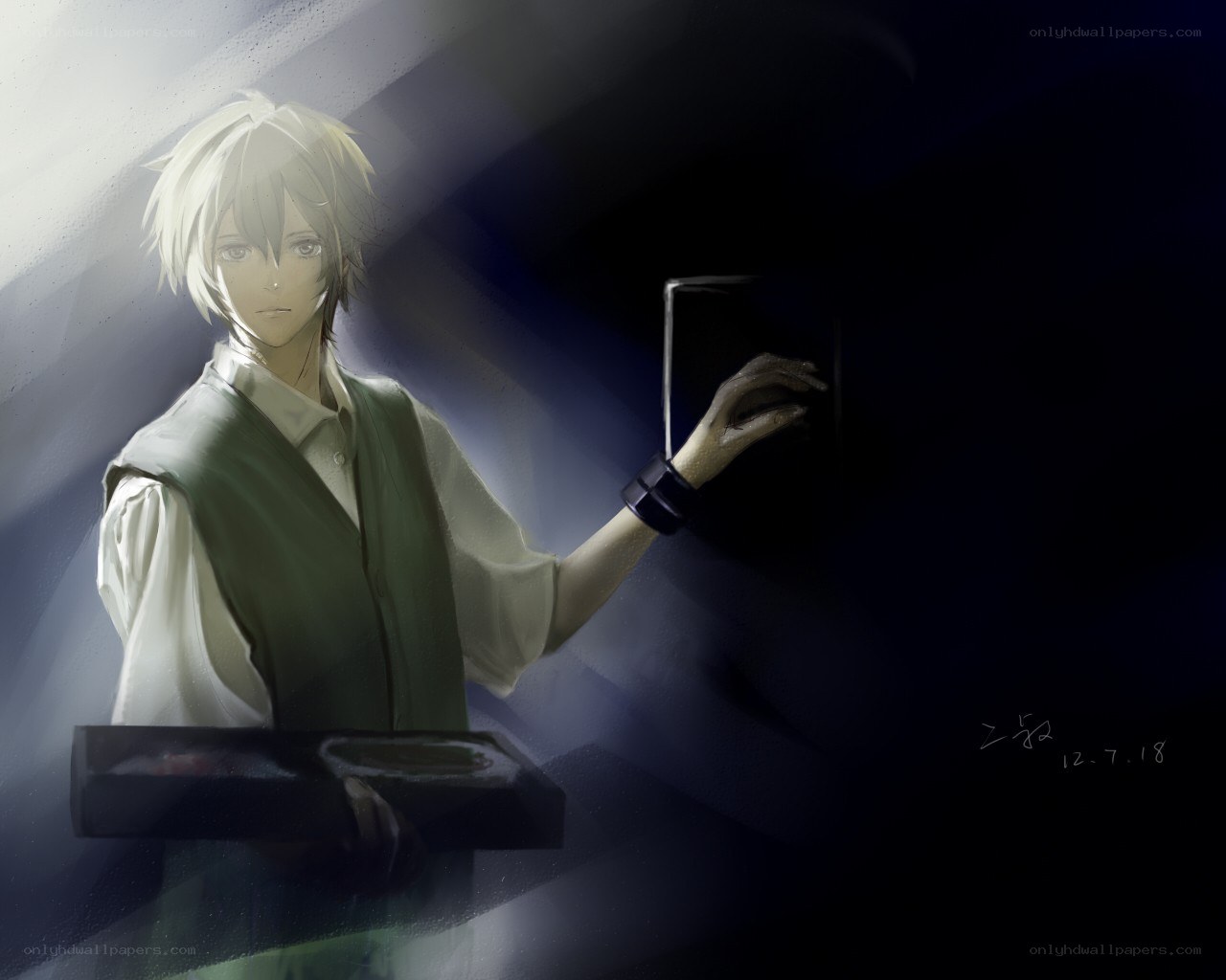 anime character with tray