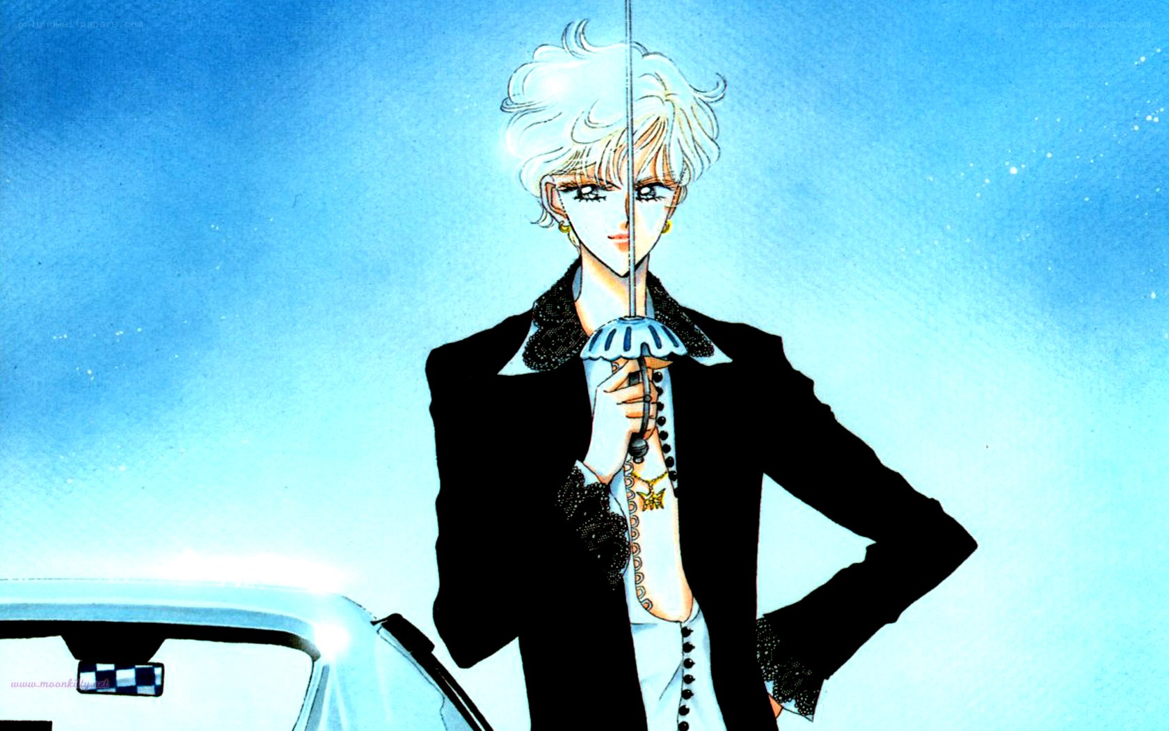 anime character with umbrella