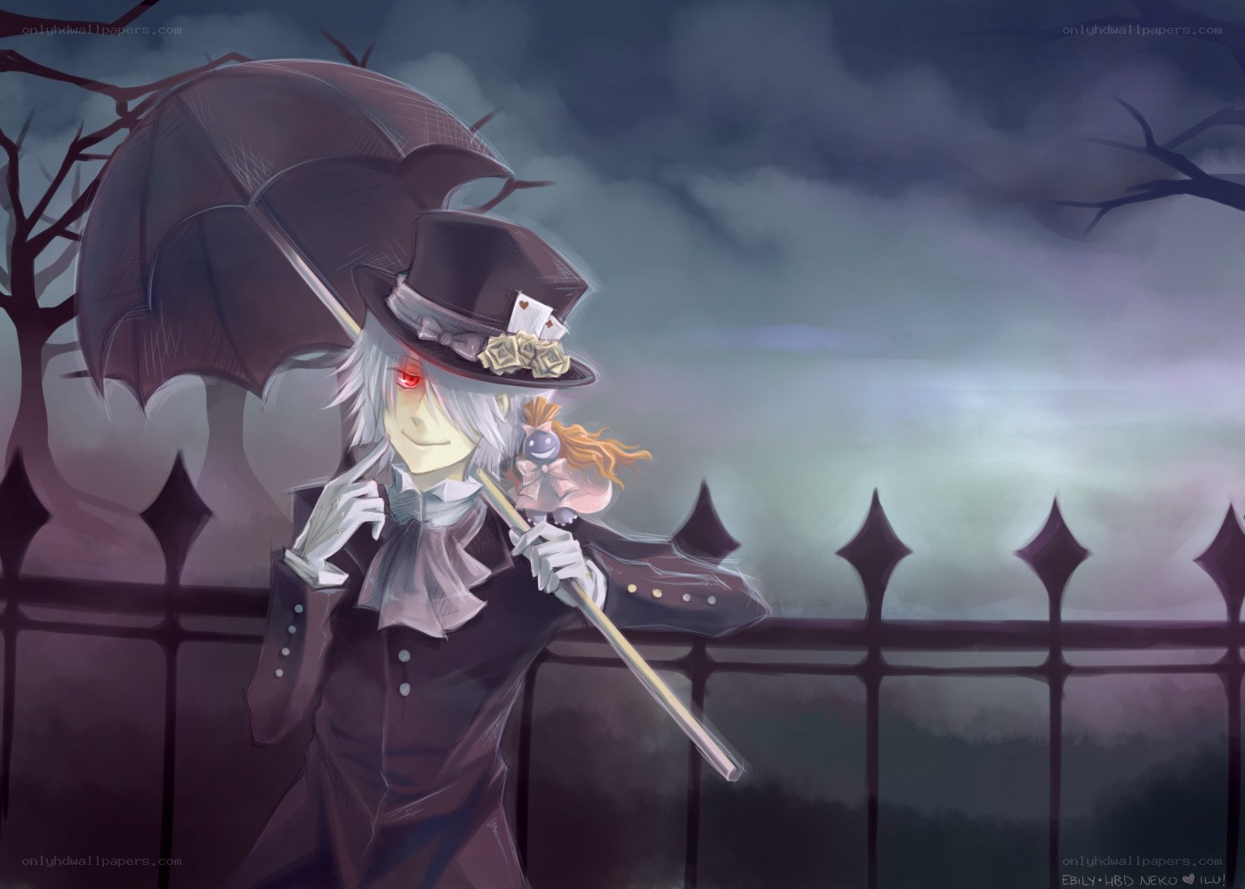 anime character with umbrella