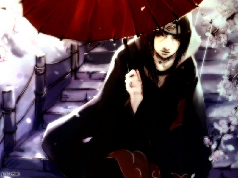 Anime Character with Umbrella — Black