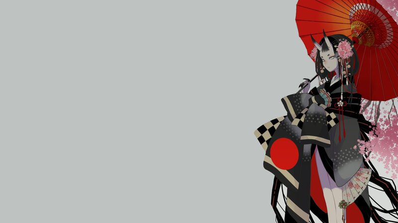 Anime Character with Umbrella — Gray