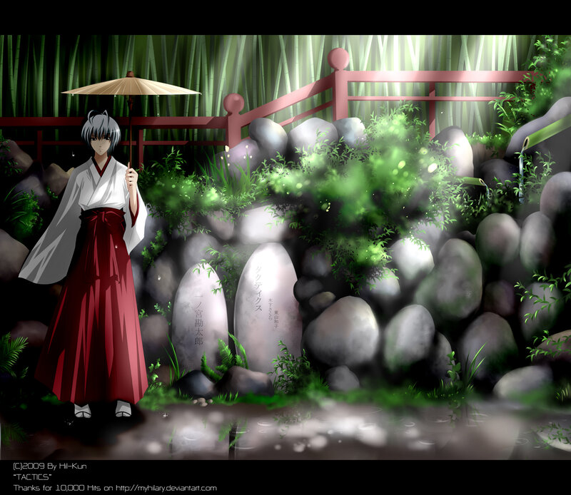Anime Character with Umbrella — Green