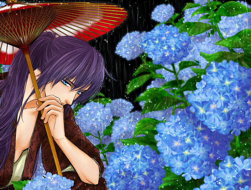 Anime Character with Umbrella — Purple