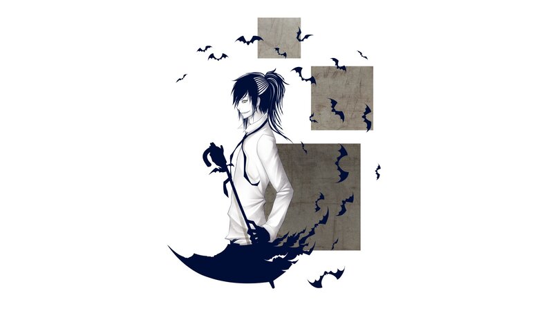 Anime Character with Umbrella — White, Dark, Manga
