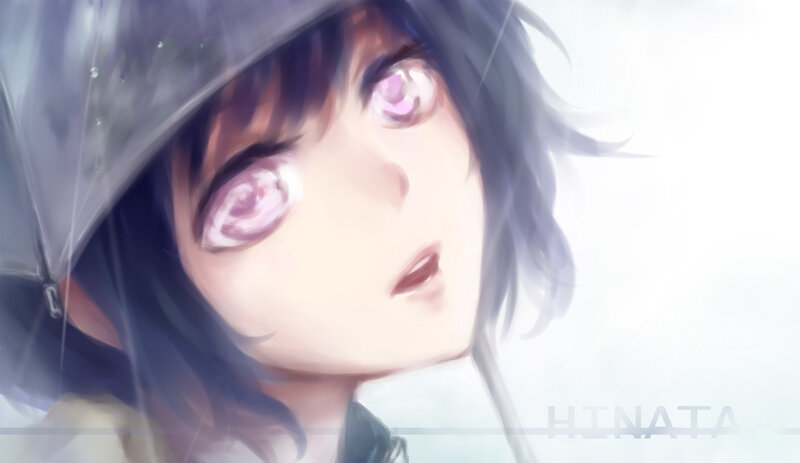 Anime Character with Umbrella — White, Dramatic