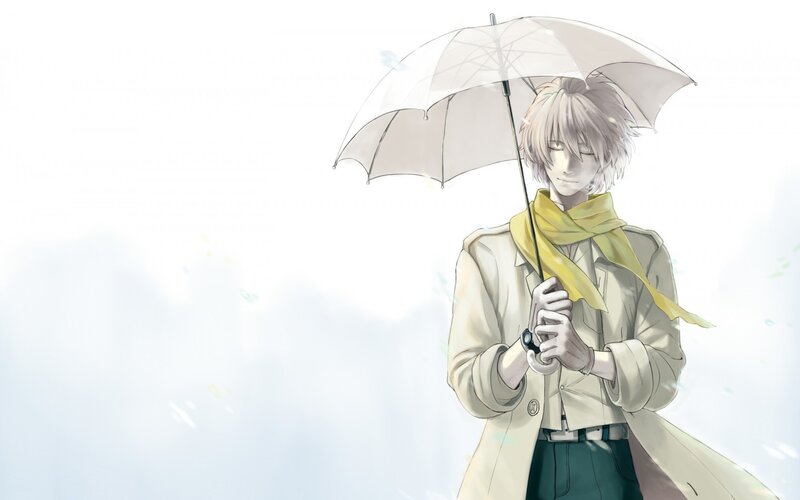 Anime Character with Umbrella — White, Serene, Manga