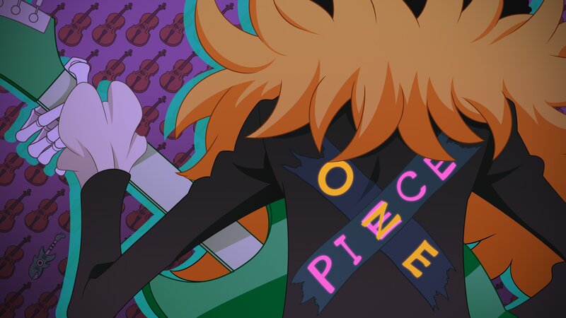 Anime character with violin pattern