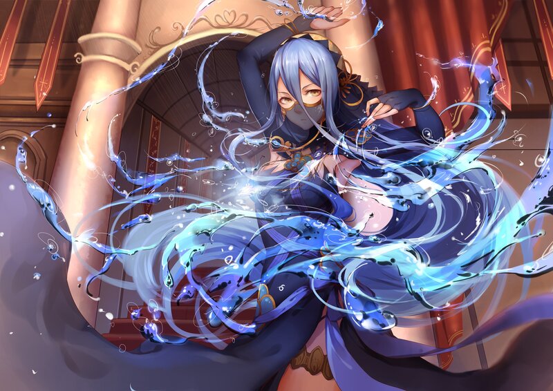 Anime Character with Water Magic — Blue, Dramatic