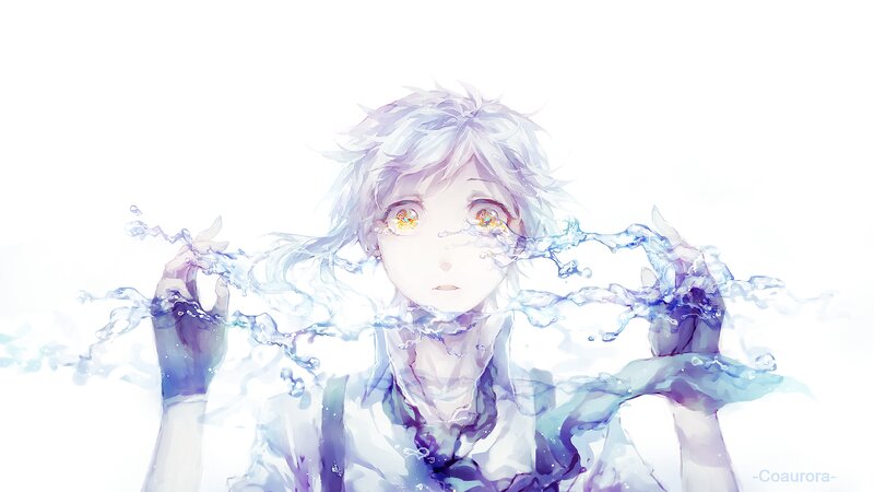 Anime Character with Water — White