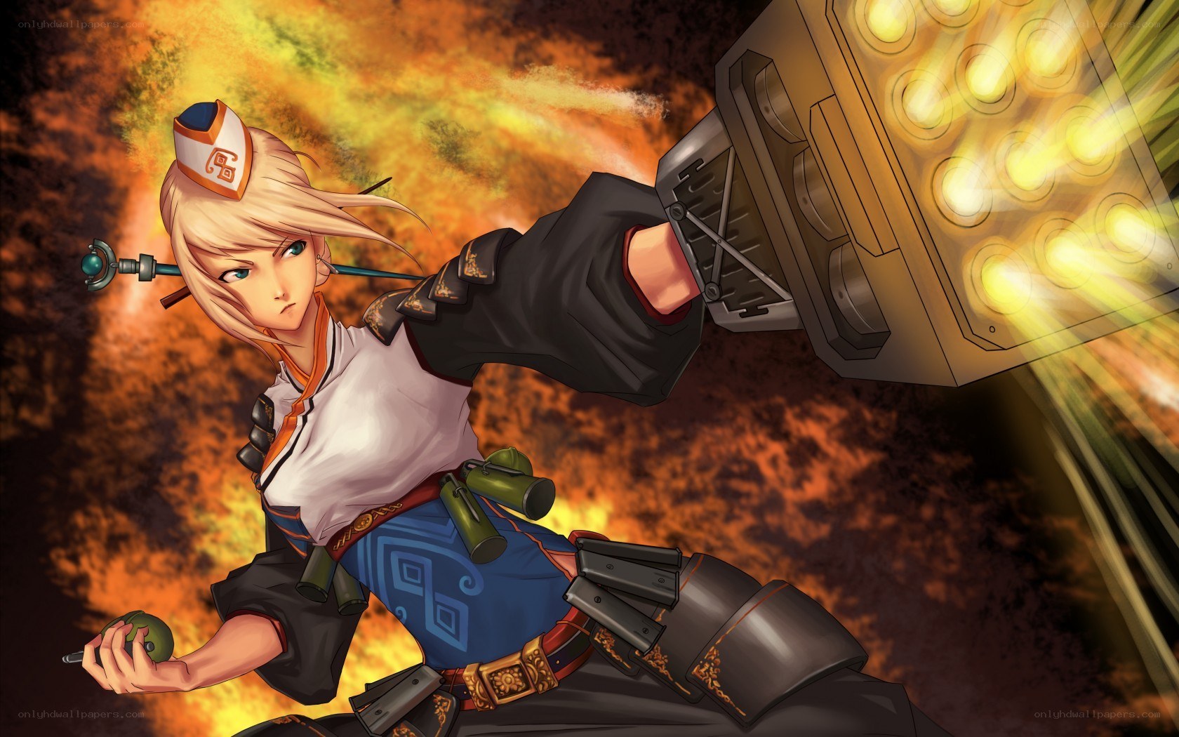 anime character with weapon