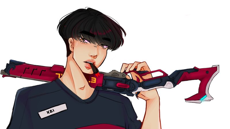 Anime Character with Weapon — Black, Confident