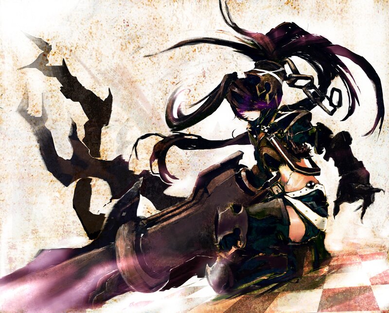 Anime Character with Weapon — Black, Dramatic, Digital Art, Long Hair