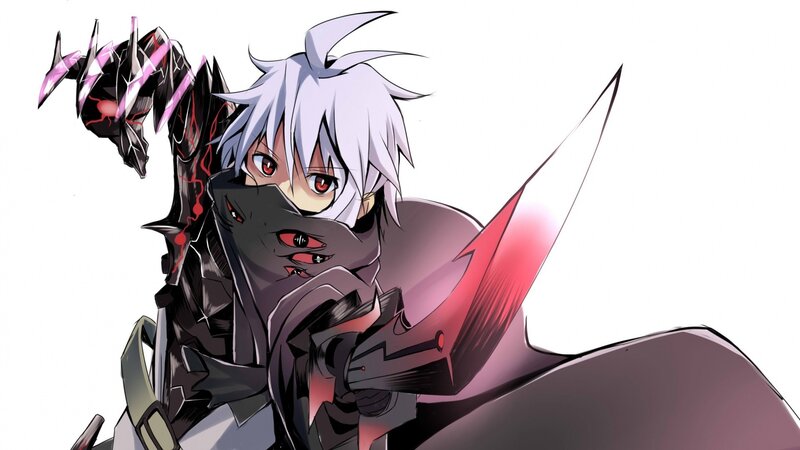 Anime Character with Weapon — Black, Dramatic, Manga, Sword, Mask, Spiky Hair