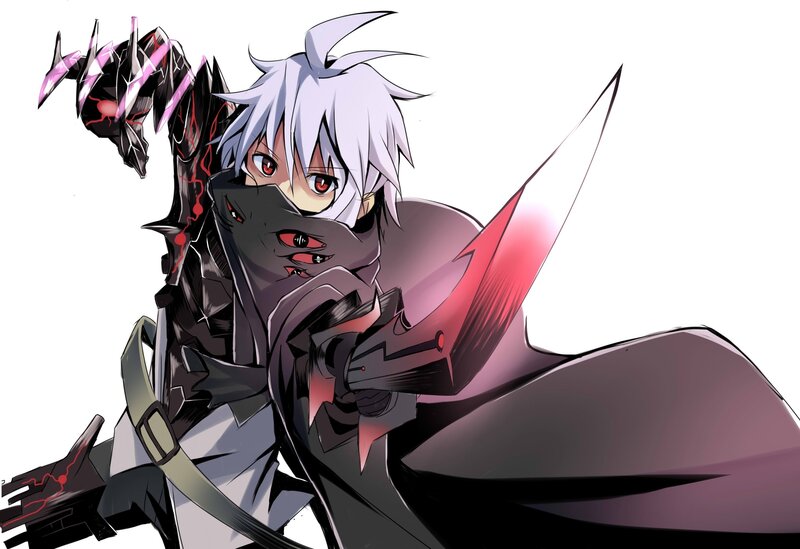 Anime Character with Weapon — Black, Dramatic, Manga, Sword, Mask