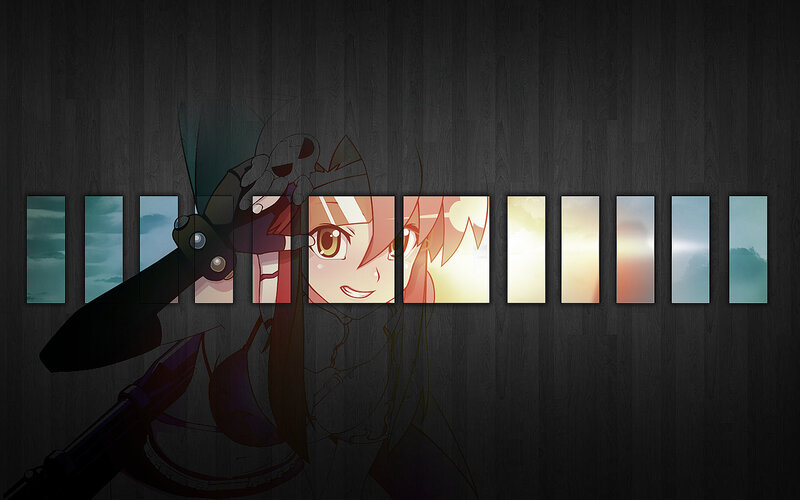 Anime Character with Weapon — Black, Dramatic, Sunset, Sky