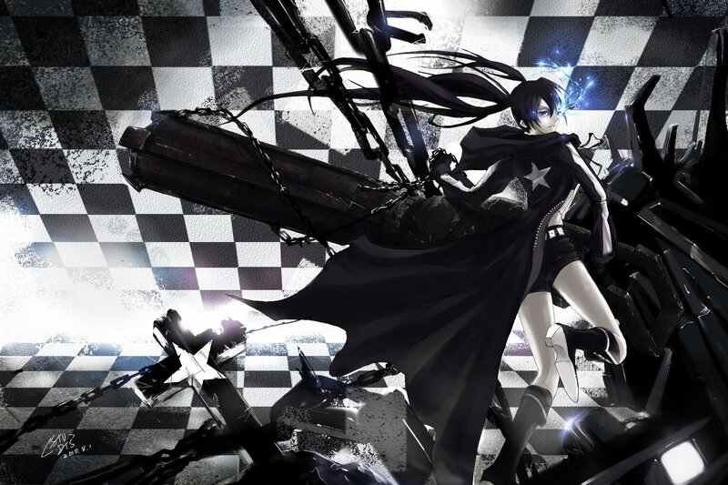 Anime Character with Weapon — Black, Dramatic